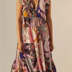 Anthropologie Bohemian patchwork flutter dress NWT sz16